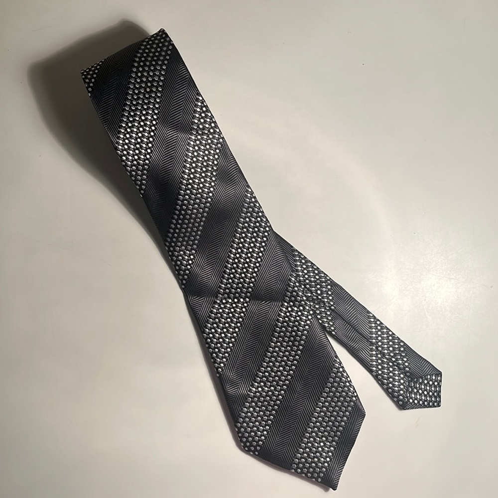 Rossi Bianco Gray Silver Patterned Tie